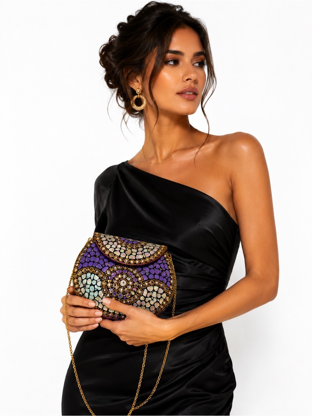 Ramla Beverly Hills Purple Mosaic Evening Bag NWT